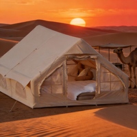 Tente de camping gonflable portable, installation facile, imperméable 3000MM, résistante au vent, tente cabane quatre saisons en Oxford avec fenêtre