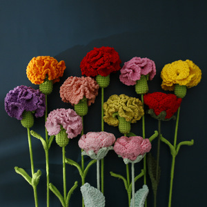 Bouquets de fleurs tissés à la main avec des œillets au crochet et des produits artificiels, exquises créations pour la Fête des Mères - Product Image 1