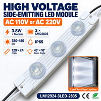 Module LED haute tension 3,8W à émission latérale, module LED étanche AC 110V ou 220V pour éclairage de bordure de caisson lumineux 129x24mm