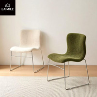 Fauteuil d'appoint moderne en bouclette pour salon, avec pieds en métal chromé, sans accoudoirs, pour la maison, l'appartement ou le café