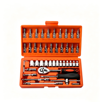 Jeu de clés à cliquet métriques en acier de 46 pièces de 1/4 pouce avec jeu de douilles hexagonales pour kit d'outils de mécanicien - Outils de réparation automobile