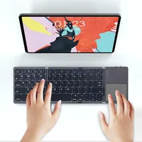 Keyboard Mini Nirkabel Lipat 3 Kali dengan Touch Pad untuk IOS untuk Tablet & Ponsel Android (Tanpa Lampu Latar)