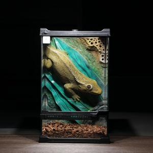 Terrario in Vetro con Apertura Frontale a Vista Completa 8x8x12.8 Pollici, Decorazione 3D per Sfondo, Recinto per Rettili e Anfibi - Product Image 4