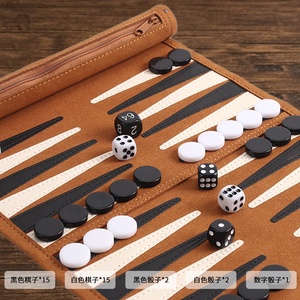 Handmade PU da gấp <span class=keywords><strong>backgammon</strong></span> tùy chỉnh trò chơi du lịch cho vui cờ vua nhà máy Roll-up thiết kế - Product Image 5