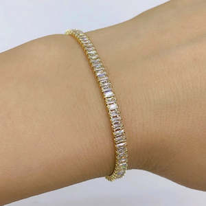 Bracelets tennis élégants en or véritable plaqué 18 carats avec zircon cubique taille marquise pour femmes, bijoux de luxe pour mariage et fêtes - Product Image 5
