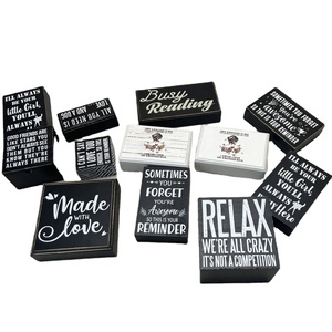 Caoxian Huashen Classic Black White Box Sign Rustic Wood Crafts Wooden Boxes and Wall Signs