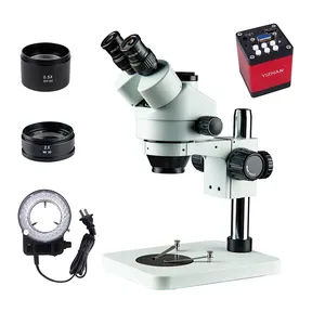 3.5x-90x Trinocular स्टीरियो माइक्रोस्कोप के साथ निरंतर ज़ूम लेंस कैमरा सरल डिजाइन वैज्ञानिक अनुसंधान उपयोग ज़ूम माइक्रोस्कोप
