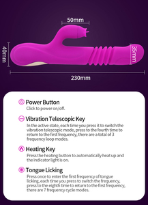 Vibrateur télescopique en forme de lapin pour femmes, jouet sexuel pour adultes - Product Image 4