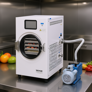 Machine de lyophilisation alimentaire Vevor, 4 plateaux, pompe à vide, acier inoxydable, chauffage électrique 220V, sécheuse pour fruits et légumes - Product Image 2