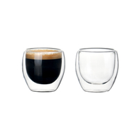 Mug en verre à double paroi isolé, transparent, en borosilicate de haute qualité, sans BPA, 80 ml, écologique, pour café, thé, expresso, pour usage au bureau