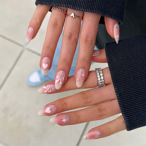 <span class=keywords><strong>Uñas</strong></span> Postizas Acrílicas Personalizadas, 24 Piezas, 3D, Cortas, Almendradas, Importadas <span class=keywords><strong>de</strong></span> Corea, Románticas, Artísticas, <span class=keywords><strong>Uñas</strong></span> Acrílicas a Presión, <span class=keywords><strong>Uñas</strong></span> Artificiales - Product Image 2