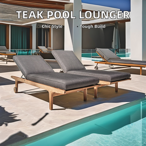 Hôtel Patio Extérieur Plage Chaise Longue Teck Bois Meubles de Jardin pour Piscine Daybed Transat Chaises Longues - Product Image 4