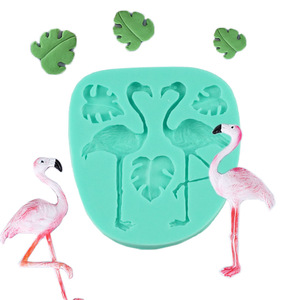 Flamingo Fondant Cake <b>Silicone</b> Mold Monstera Leaf Tropical Rainforest Series Chocolate <b>Baking</b> DIY Tools - Product Image 2