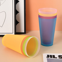 Gobelet à boire en plastique coloré simple, réutilisable, en PC, pour eau, bière, jus, avec logo personnalisé pour la maison et le bureau