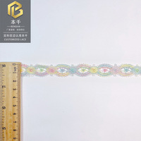 LEIXUSI 1,6 cm Dentelle Macaron Dégradée Soluble dans l'Eau, Bande de Dentelle Décorative Colorée pour Accessoires Vestimentaires, Vente en Gros