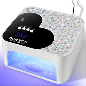 Lampe UV LED professionnelle pour ongles, design en forme de cœur avec diamants carrés, 45 perles, haute puissance, séchage rapide, métal, pour usage domestique - Product Image 6