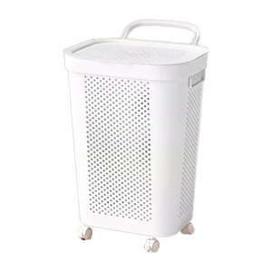 Home Supplies Large Dirty Clothing Basket Plastic Rolling Laundry <b>Hamper</b> With Underwear Basket Handle Wheels - Product Image 1