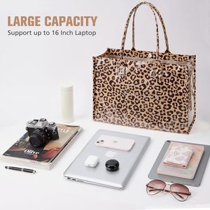 <strong>KALIDI</strong> PVC Leopard Print Tote <strong>Bag</strong> Womens Work Handbags Purses with Top Handle Imported - Product Image 5