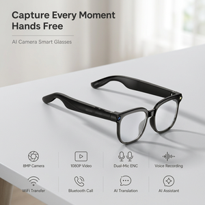 Gafas con Cámara de 800W Píxeles y IA, Grabación de Video 1080P, Asistente de Voz con IA y Traducción, para Viajes de Negocios y Trabajo - Product Image 1