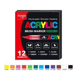 Pennarelli Acrilici Liquidi Guangna con Punta Morbida per Graffiti su Roccia, Set da 12 Colori Oro, Argento, <span class=keywords><strong>Bianco</strong></span> e Nero per Lavoretti Fai-da-Te - Product Image 1