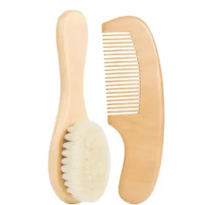 Baby Goat Hair Brush and Comb Set for Newborns & Toddlers Eco-Friendly Safe Brush