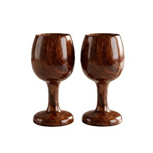Custom Logo <b>Handmade</b> Solid Wood Eco-Friendly Reusable 250ml Modern Design Wine Glass Gift Cup - Product Image 4