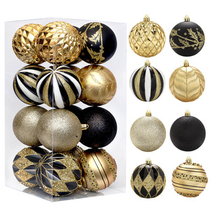 Christmas Decorations 16Pcs/Set Black Shaped Painted Christmas Ball Hanging Decorations Set Christmas <b>Tree</b> Hanging Accessories - Product Image 2
