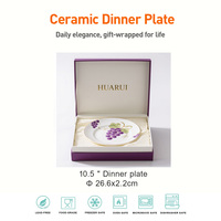 Assiette à dîner en céramique personnalisée avec imprimé floral et fruité, boîte cadeau pour OEM, marque privée, vente au détail, cadeau souvenir et acheteurs en gros