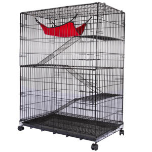 Offre Spéciale grand métal fer petits animaux maison chat furet lapin rat cage avec hamac échelle et roues - Product Image 2