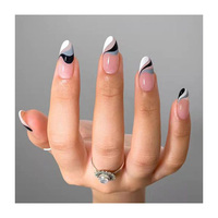 Conseils français de qualité supérieure longueur moyenne amande naturelle couverture complète ongles en acrylique presse sur faux ongles de luxe de marque privée