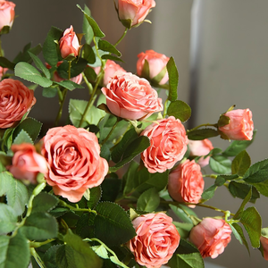 Долговечный классический искусственный цветок розы с 5 бутонами, цвета апельсин, для подарка на День святого Валентина, юбилея, романтического предложения, декора - Product Image 1