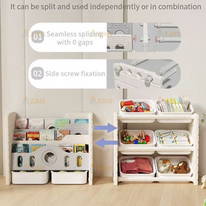 Étagère à livres pour tout-petits, unité de rangement pour jouets 2 en 1, organisateur pour enfants en HDPE avec bacs de rangement amovibles - Product Image 5