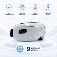 Masque de massage oculaire avec compresse chaude, compression d'air et vibration, appareil portable argenté pour le soin des yeux