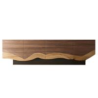 Mueble de TV Moderno Nórdico de Madera con Acero Inoxidable, Mueble de Salón de Lujo con Almacenamiento para Apartamento o Comedor