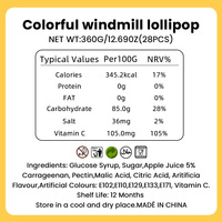 Bonbons gélifiés en forme de moulin à vent colorés de haute qualité 12g Boîte de bonbons sucrés Collations pour enfants Sucettes rotatives Guangdong Contient du sucre