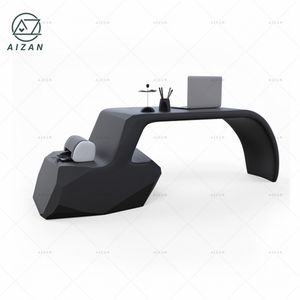 Escritorio de oficina negro moderno de bajo precio, <span class=keywords><strong>mesa</strong></span> de oficina negra personalizada de <span class=keywords><strong>2</strong></span> <span class=keywords><strong>metros</strong></span> de largo para oficina, hogar, clínica, Hotel, Hospital - Product Image 3