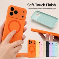 Coque de téléphone magnétique en silicone liquide souple C0457 avec protection intégrale de l'appareil photo et des boutons pour iPhone 16 17 Air 15 Pro 14 13 12 11 18 Pro Max