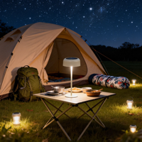 Lampe de table solaire étanche IP54 pour extérieur, batterie rechargeable, interrupteur tactile, lampe de bureau sans fil à intensité variable pour jardin, patio, camping