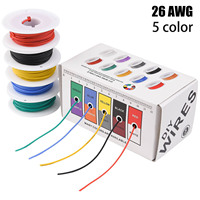 Kit de fils électriques torsadés AWG 26 en cuivre étamé, 6 couleurs, 32,8 pi/10 m chacun
