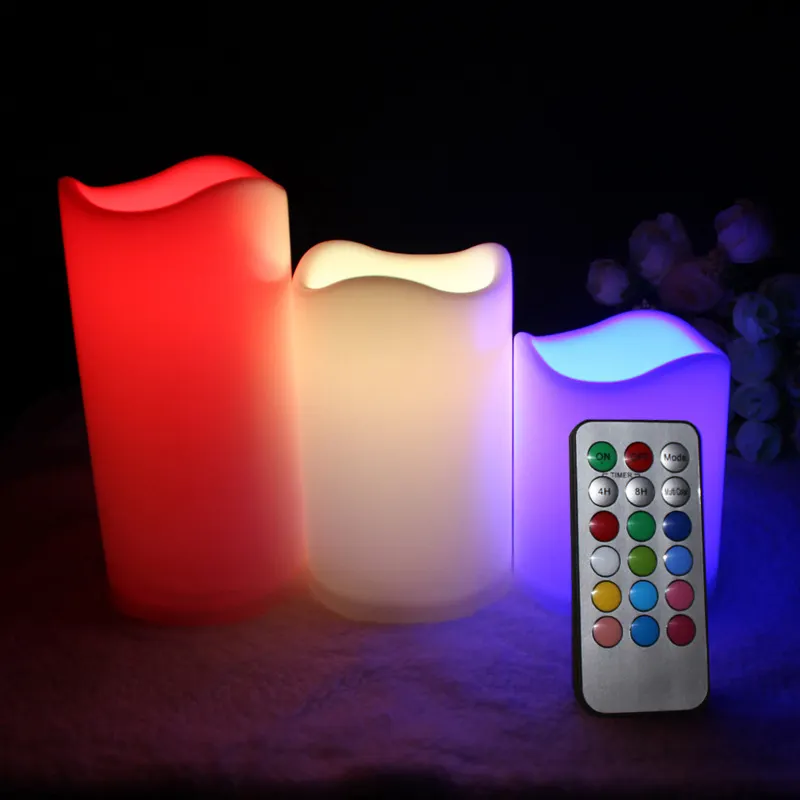 고품질 진짜 왁스 전기 현대 LED 초 빛 세트 3AA 배터리 전원 조명 기둥 깜박임 불꽃 촛불