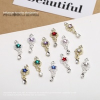 Accessoires de bijoux pour ongles de style influenceur Paso Sico, étoile à cinq branches étincelante sertie de diamants, luxe royal, métal foncé