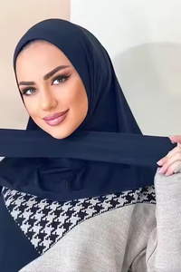 Dễ Dàng Để Mặc Thoáng Khí Phụ Nữ Hồi Giáo Headscarf Đồng Bằng Đầu Ngay Lập Tức Hijab Căng Gặp Knopen Phụ Nữ Jersey Bông Hijab Với Snap - Product Image 3