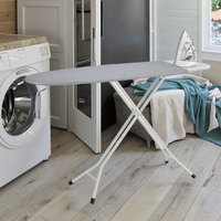 Planche pliable en acier et maille métallique avec tissu en coton 120x38cm, réglable sur 9 niveaux, pour vêtements et usage domestique en cuisine et salle de bain
