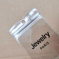 Mini emballage de boucles d'oreilles et de colliers avec logo personnalisé, sac à fermeture éclair, hologramme en PVC, pochette à zip-lock en plastique givré transparent pour bijoux