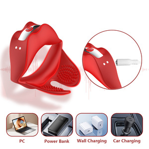Anneaux vibrants pour pénis, vibrateur en silicone en forme de lèvres, masseur améliorant l'érection masculine, stimulation des testicules extensibles, jouets sexuels USB - Product Image 3