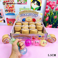Mainan Squishy Promosi Grosir, Bentuk Bao Bun Lucu dengan Wajah Tersenyum, Mengkilap, Lembut, Slow Rising, Penghilang Stres, Dilengkapi Set Kukusan
