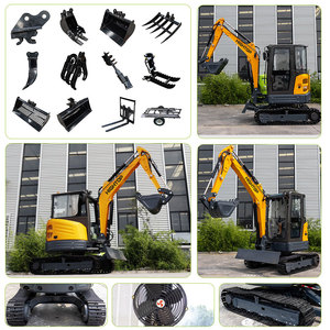 Mini-excavatrice sur chenilles hydraulique HT35 jaune pour usage agricole en verger, moteur importé - Product Image 4