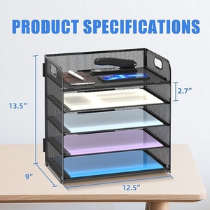 2023Amazon tốt nhất người bán 5 Khay giấy tổ chức với xử lý lưới bàn tập tin thư tổ chức giấy đen SORTER văn phòng nhà trường - Product Image 6