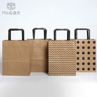 Sac d'emballage en papier kraft avec poignée plate, sac en papier pour restaurant sacs en papier kraft de haute qualité et bon marché avec poignée