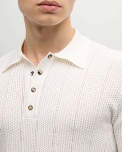 Pull polo en tricot côtelé à manches longues décontracté d'affaires personnalisé Pull en tricot respirant pour hommes - Product Image 2